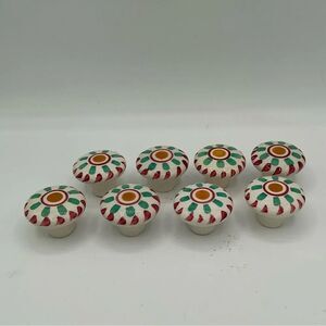 Colorful Floral Ceramic Drawer Knobs set of 8